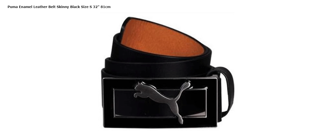 Puma Enamel Leather Belt Skinny Black Size S 32″ 81cm