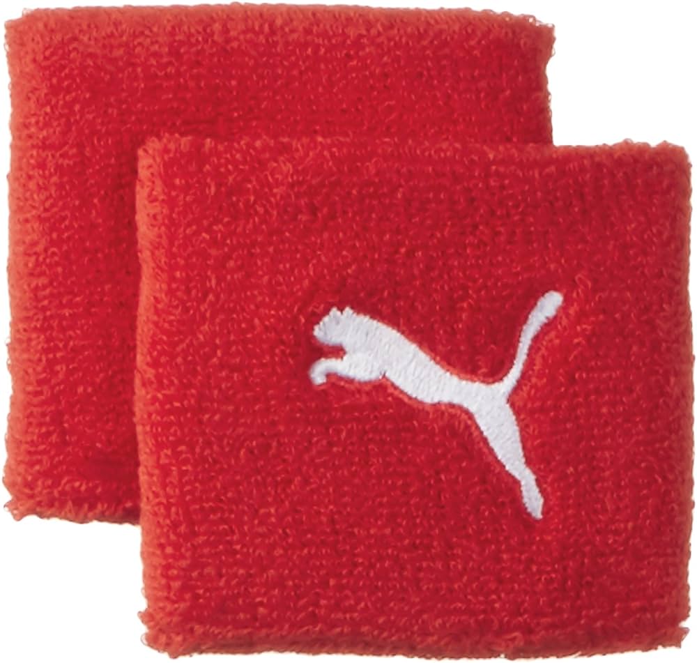 2 x Puma Fundamentals Unisex Sweatbands / Wristbands Core Red-White