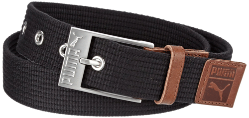PUMA Patch Webbing Belt black-tan-brushed silver Size:L