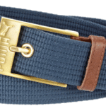 PUMA Patch Webbing Belt Navy/Tan-Brushed Gold Size:XL