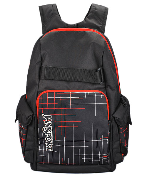 Jansport Scraper Backpack in Black/High Risk Red Glare