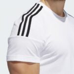 Adidas Athletics Crew T-Shirt White Black Men 3 Stripes workout gym new EI6205