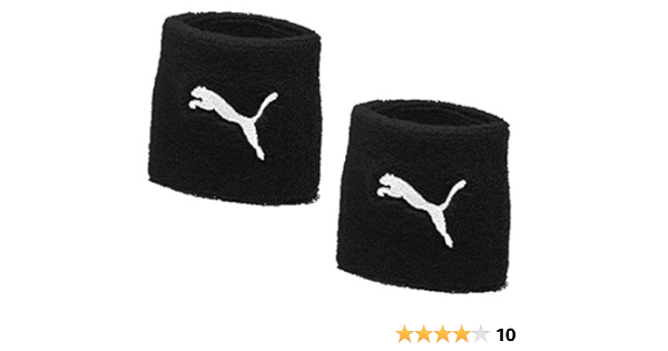 2 x Puma Fundamentals Unisex Sweatbands / Wristbands Core White-Black