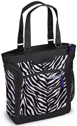 JanSport-All-Purpose Ella Tote Bag in Black / White Cosmo Zebra Color